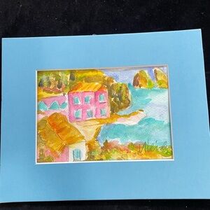 “Sicily “An Original Hand painted Watercolor Painting  Matted 5"x7" Inside